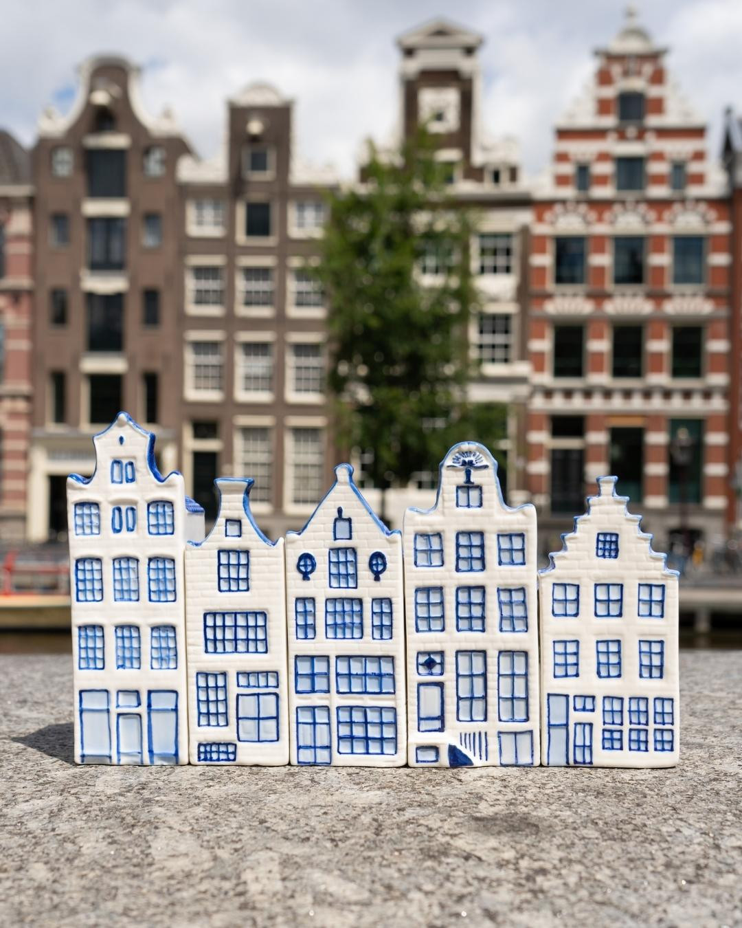 Delft Blue Ceramic Canal Houses